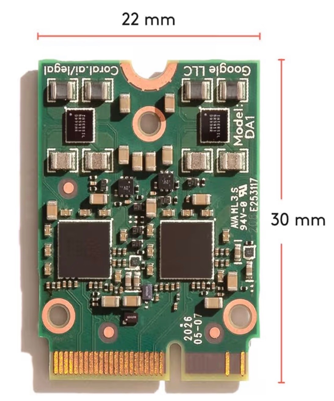 Coral M.2 Accelerator with Dual Edge TPU PCIE Debian Linux or Windows 10 LPDDR4