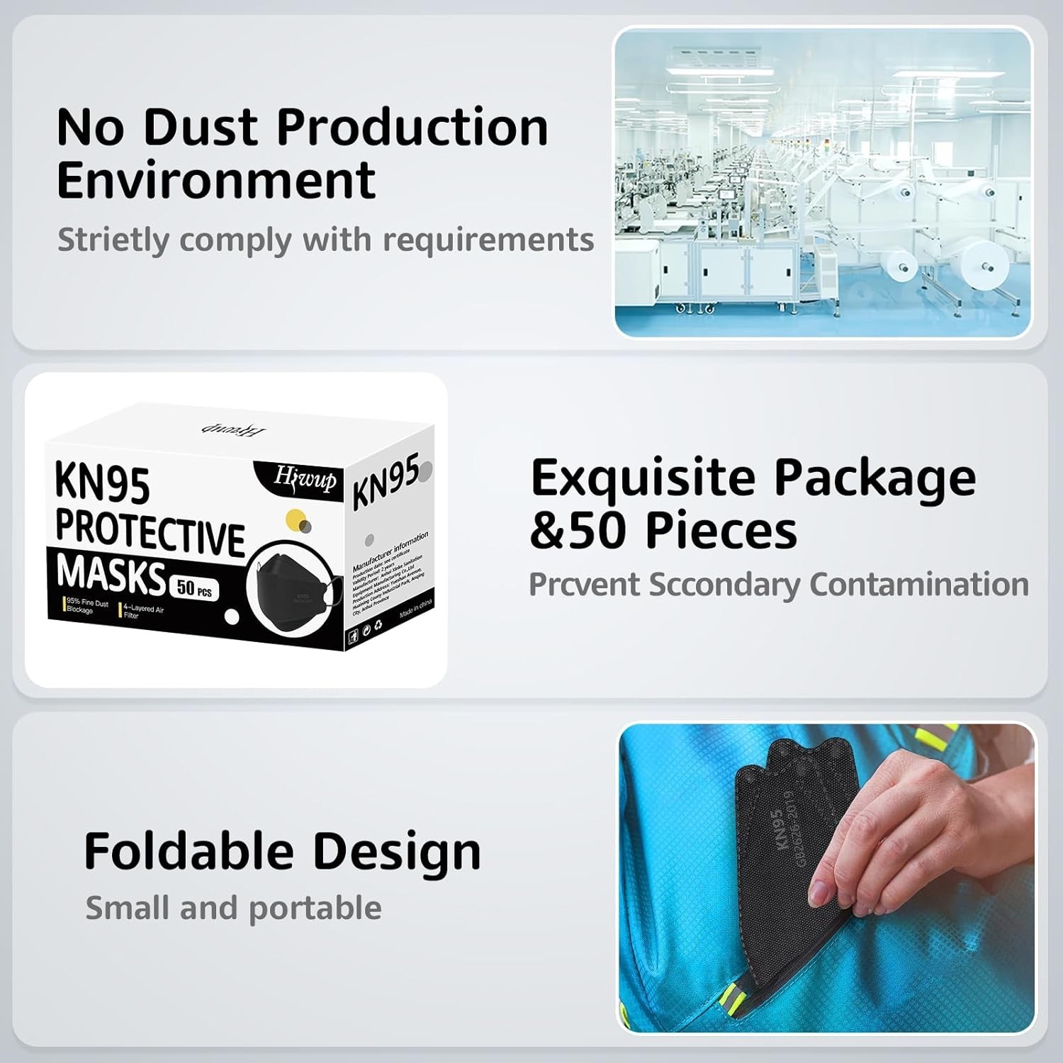 50-Pack Black KN95 Face Masks – Superior Protection & Comfort For All Scenarios
