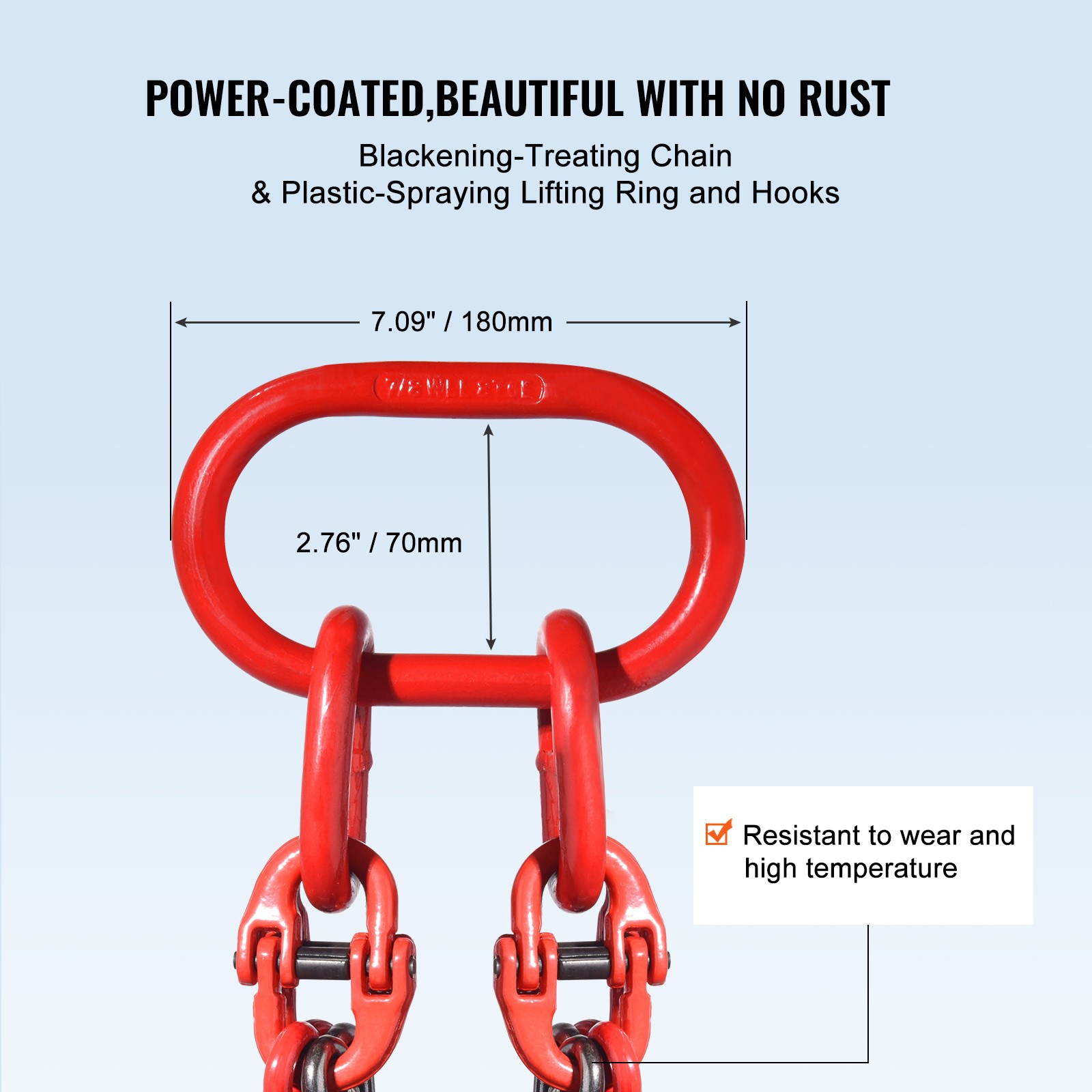 VEVOR 3/8″ x 10′ Chain Sling 4 Legs G80 Lifting Chain with Grab Hooks 18400 lbs