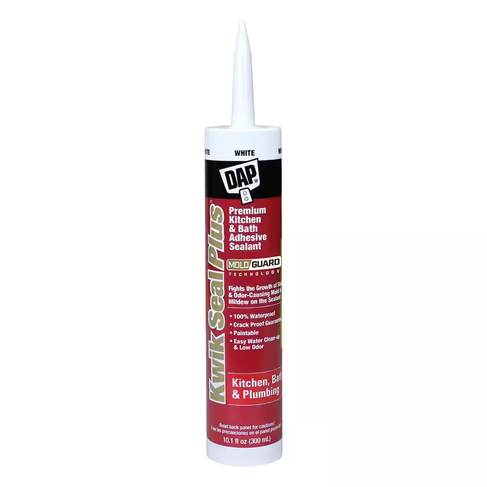 Kwik Seal plus 10.1 Oz. White Premium Kitchen and Bath Siliconized Caulk