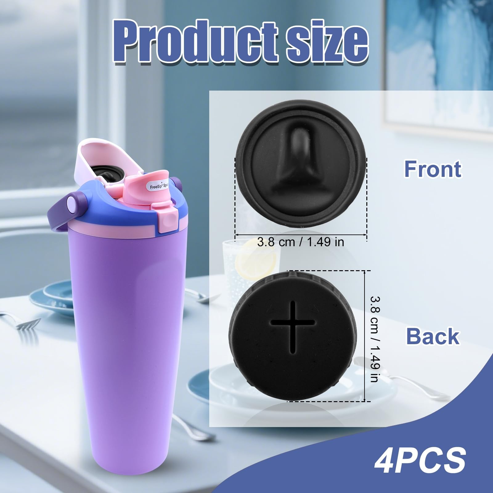 4pcs Replacement Stopper Compatible with Owala FreeSip Sway 30oz l, Black