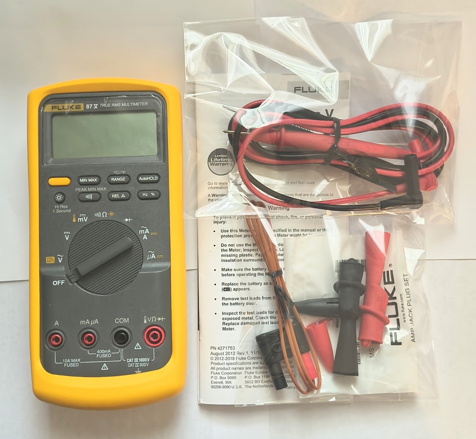 New Fluke 87V * Industrial True RMS Heavy Duty Multimeter With Temperature