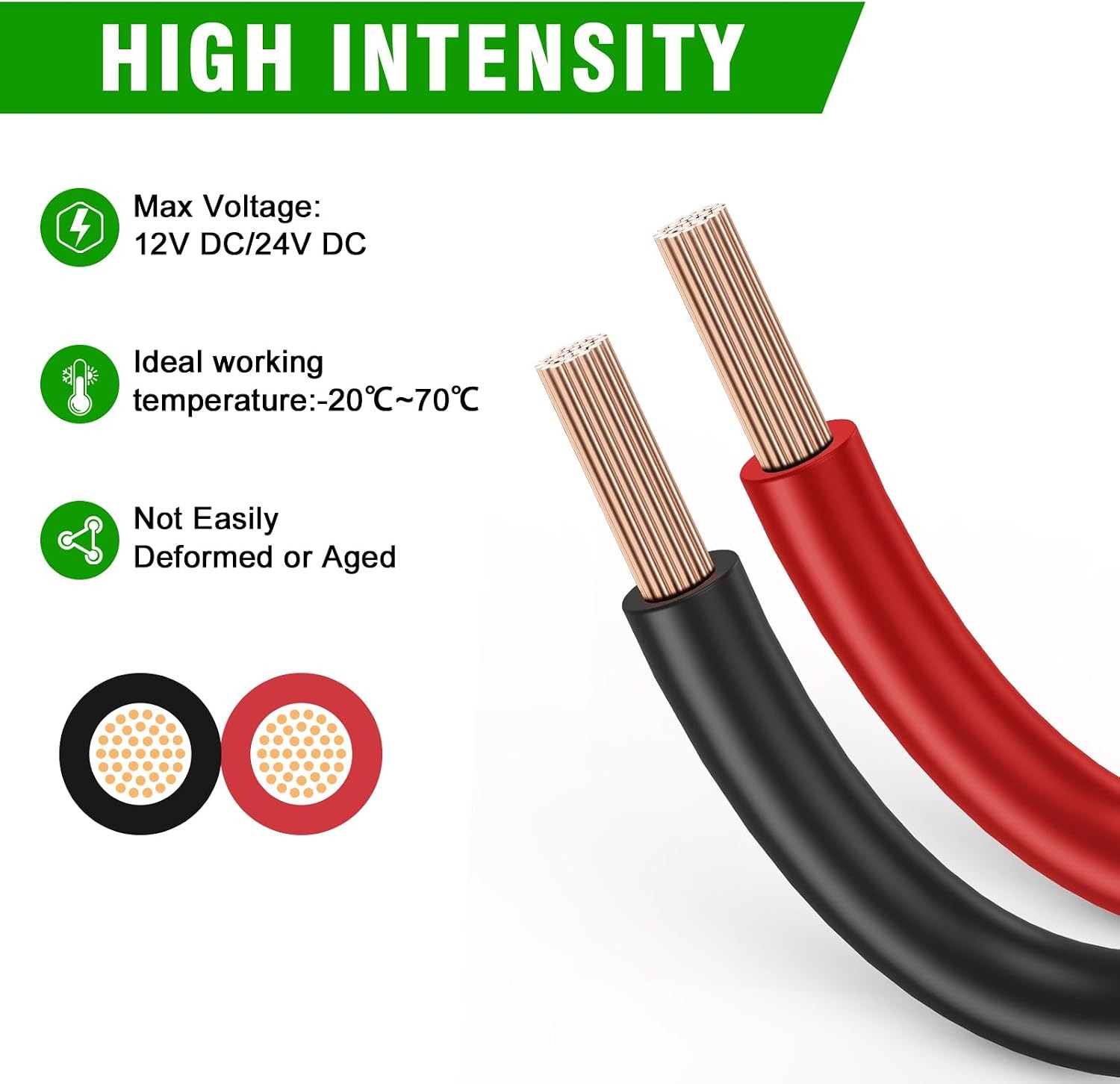 12 Gauge Wire 100FT, 2 Conductors Electrical Wire Red and Black Cable, Low Volta