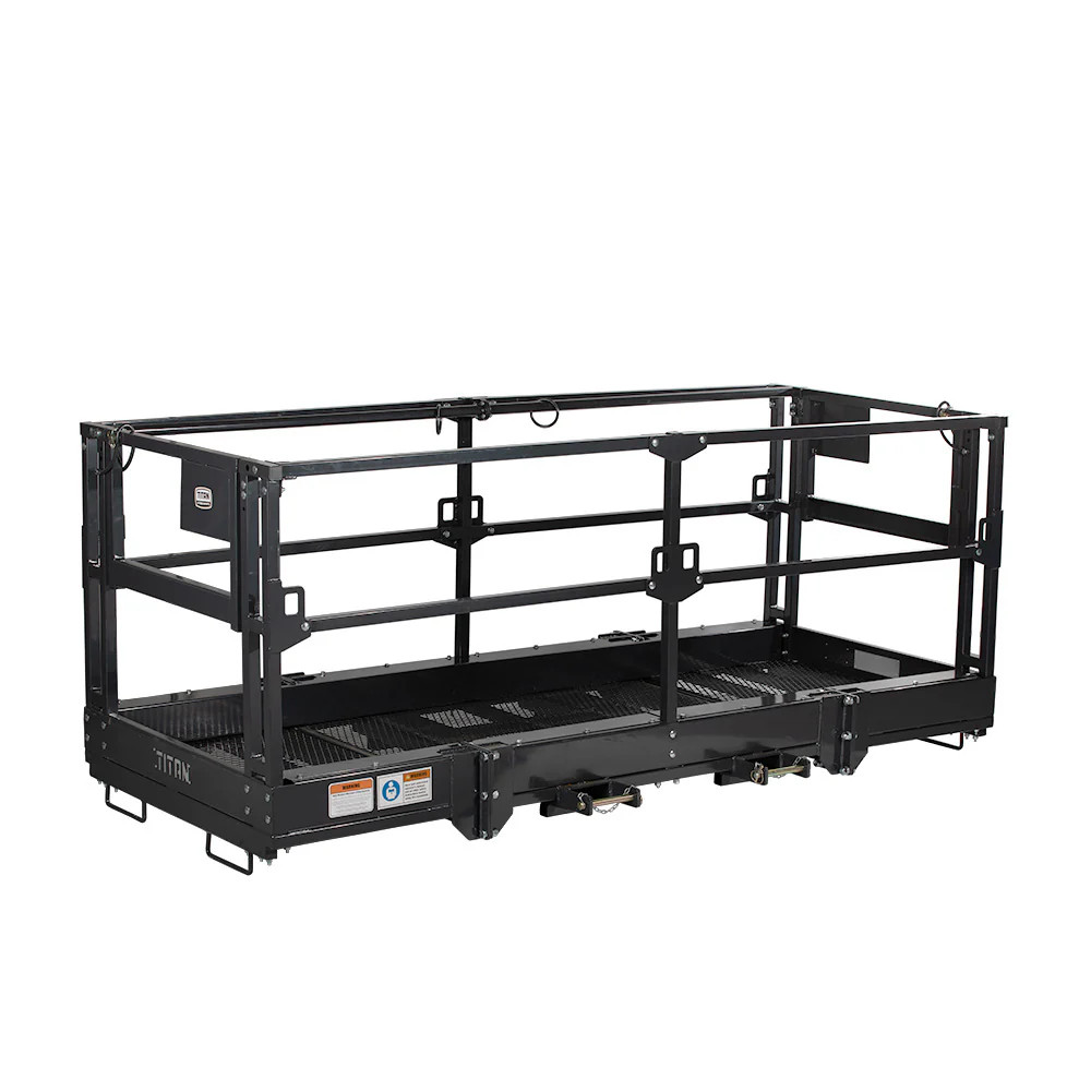 Titan Attachments 4′ x 9′ 8″ Mesh Telehandler Work Platform, Safety Man Basket