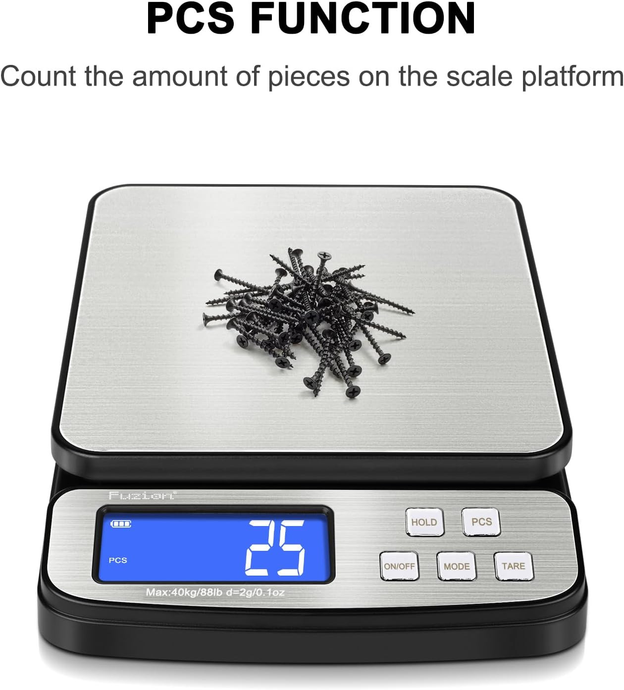 Fuzion Digital Shipping Postal Scale – 88Lb X 0.1Oz, Stainless Steel Platform, 5