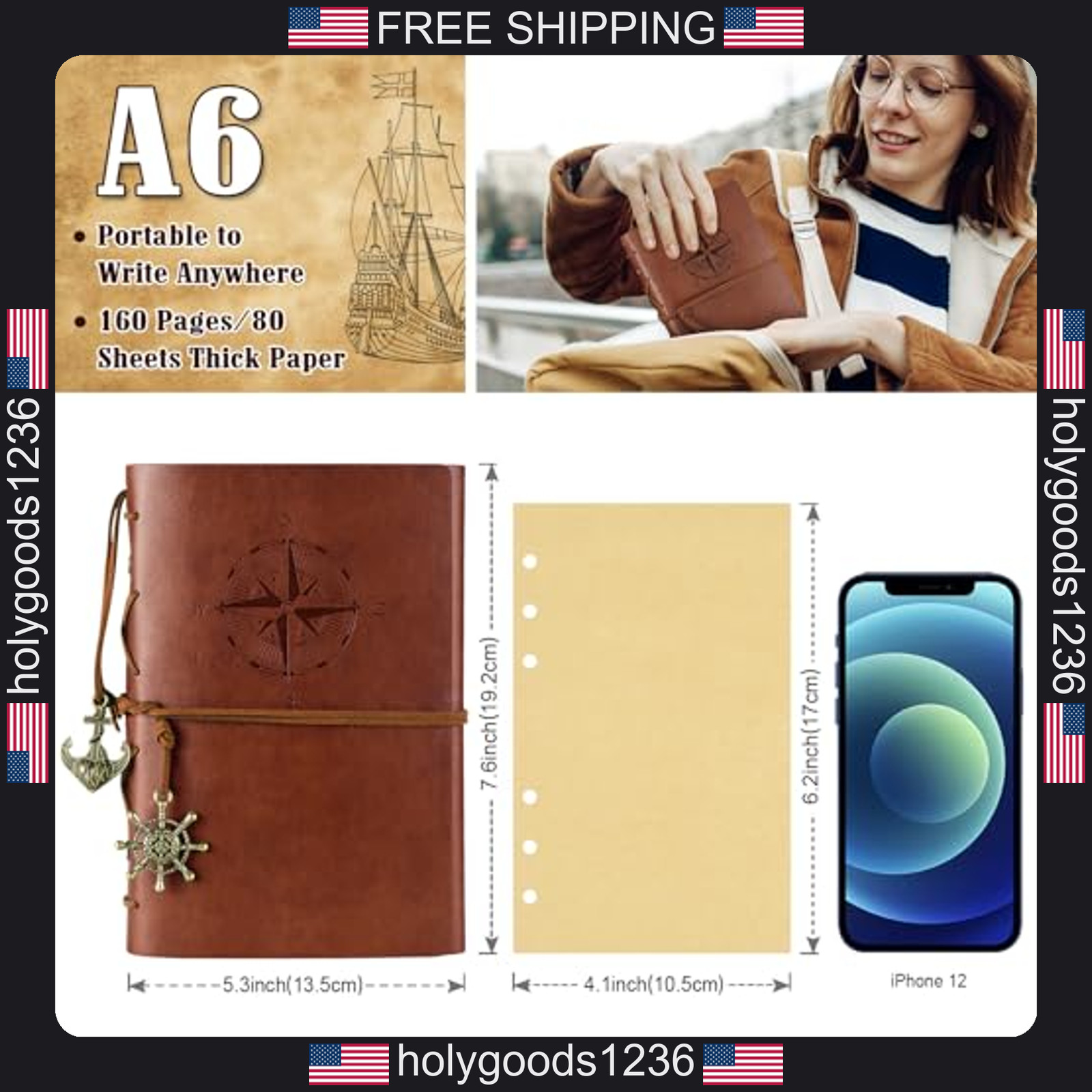 Maleden refillable spiral daily notepad classic embossed travel journal diary