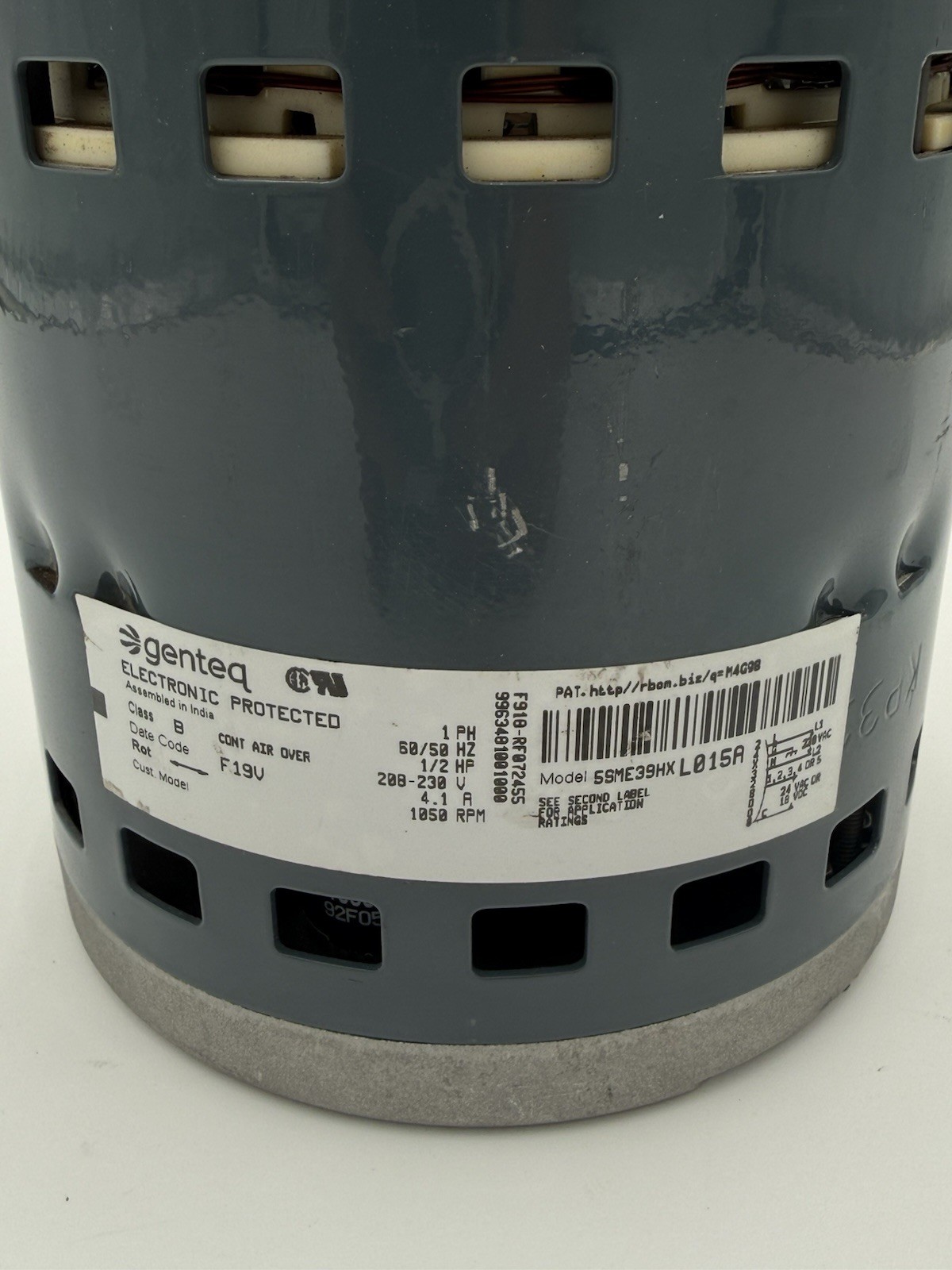 Genteq Endura FM19 5SME39HXL015A Blower Motor 1050 RPM 1/2HP 208-230V #B1-171