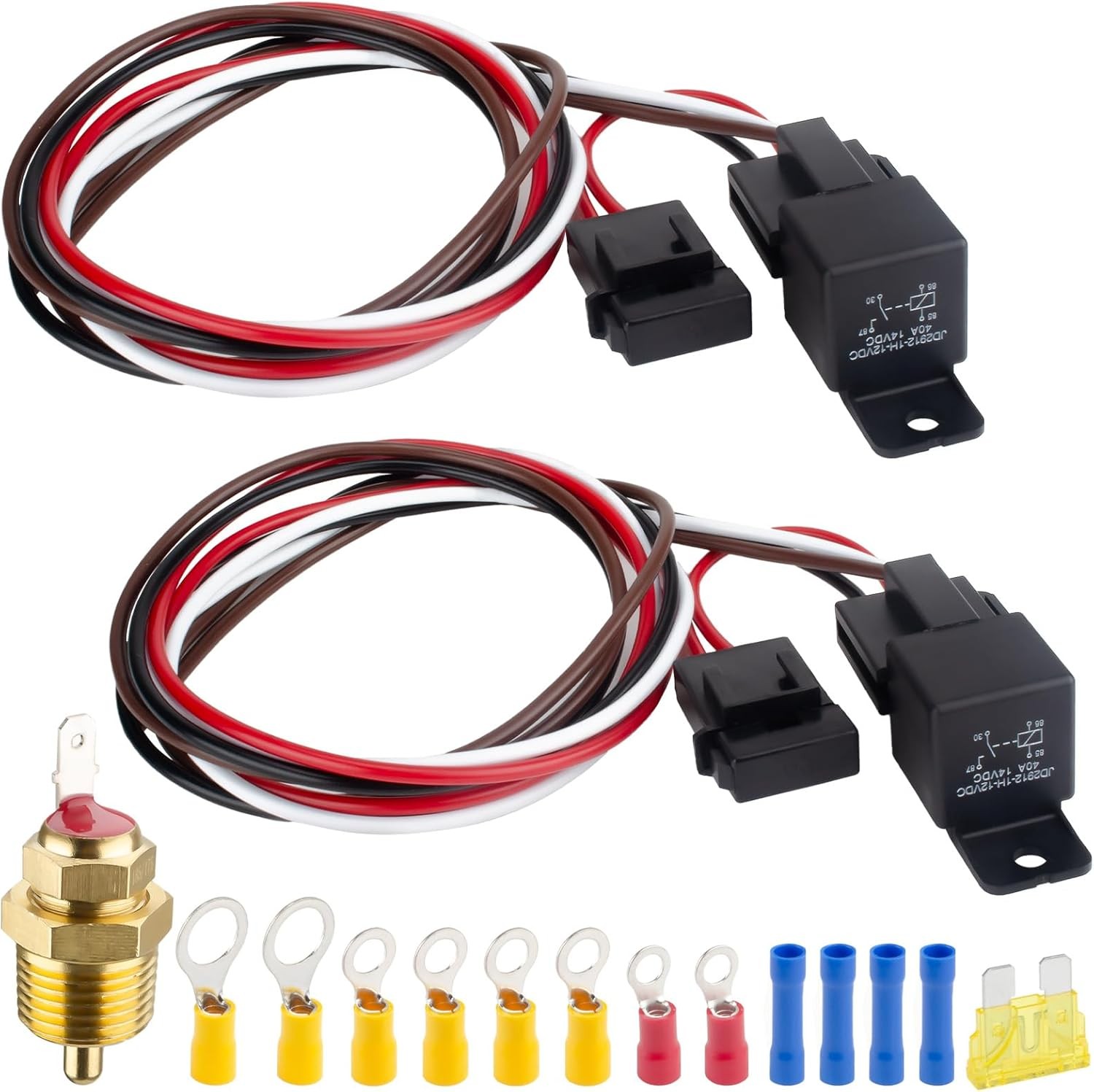 2 PCS Electric Fan Relay Kit, Dual Electric Fan Relay Kit, 185 Degree on 175 The