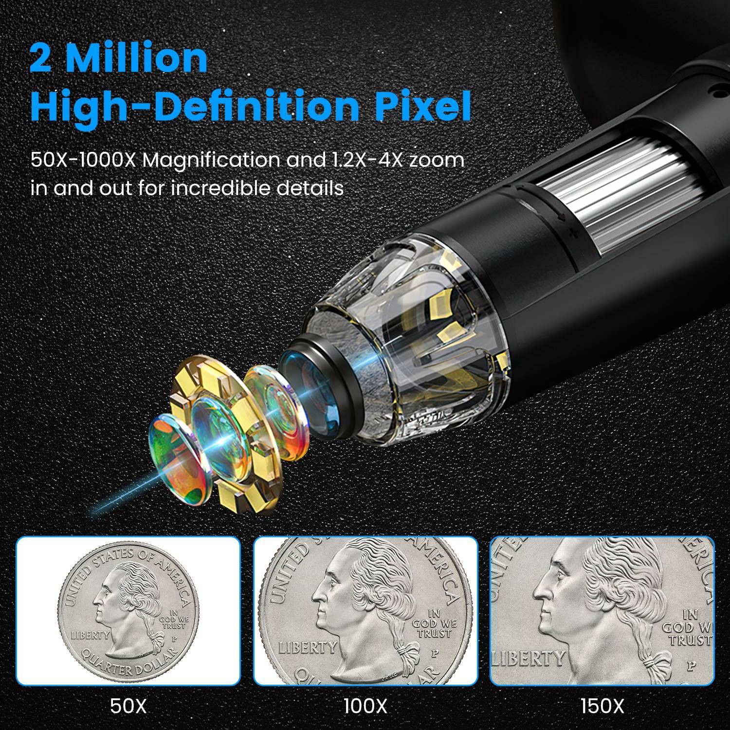 4.3In 1080P LCD Digital Microscope Photo Video Magnifier Dimmable LED Lights US