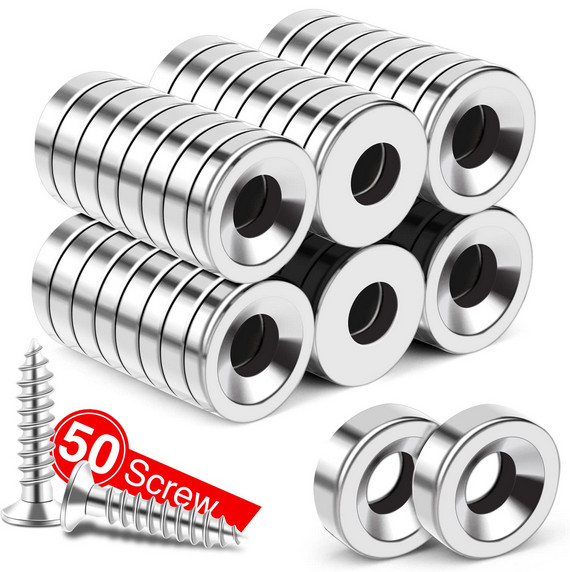 12mm Countersunk Ring Magnet 12x3mm 4mm Hole Neodymium Disk N52+ Screws USA Ship