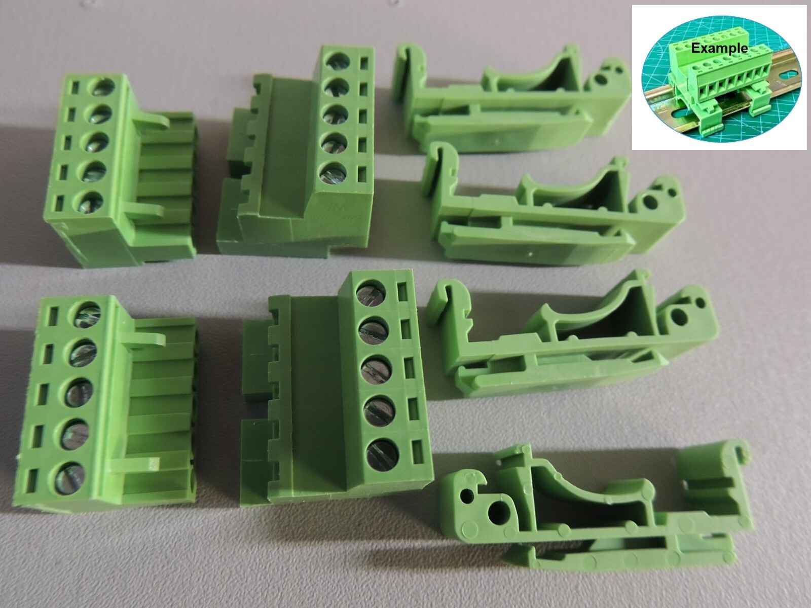 2 pks DIN Rail Mount 5 pole Male/Female Phoenix Style 5.08mm Terminal Blocks
