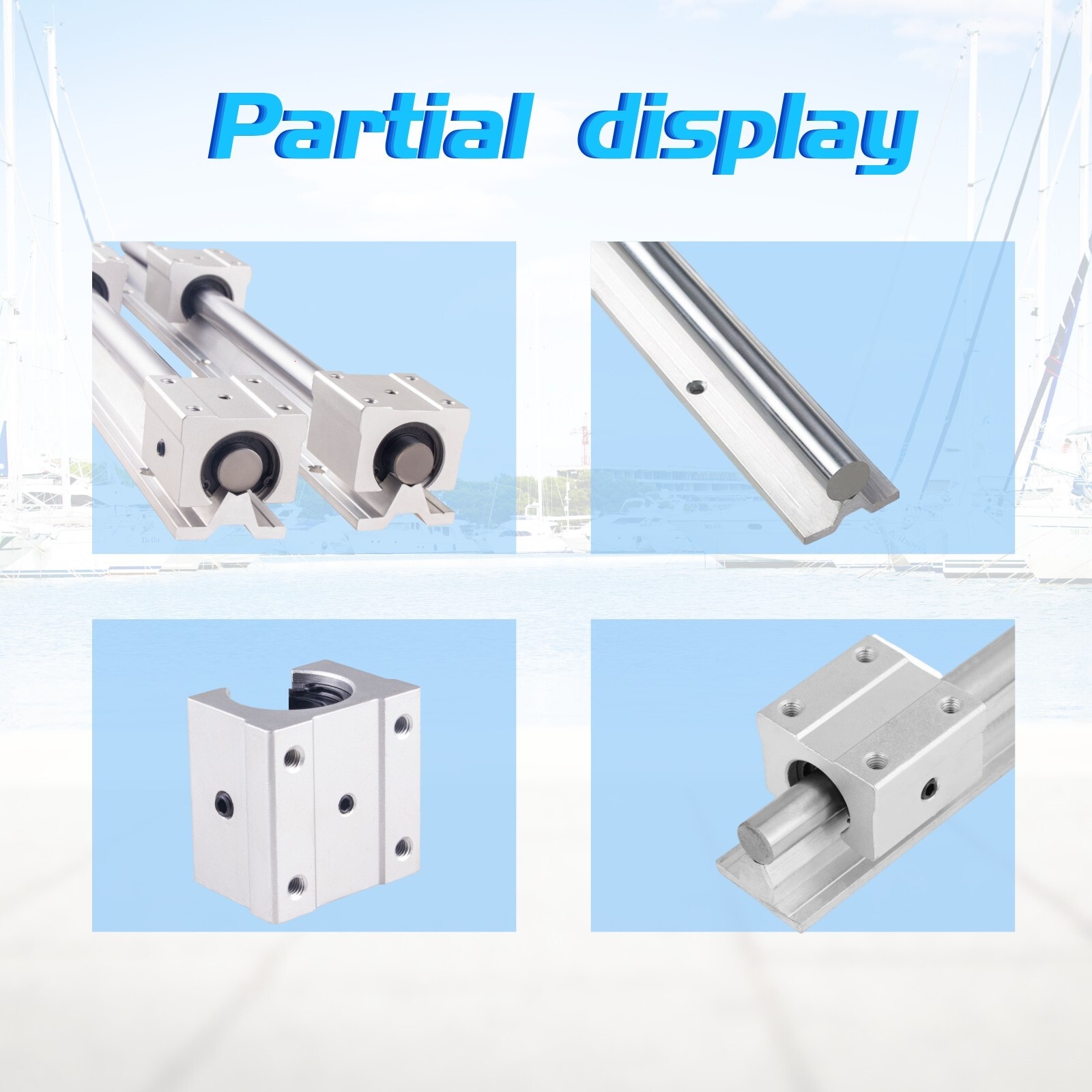 2Pcs SBR12/16/20 Linear Rail Shaft 300mm~1500mm+4 Pcs SBR12/16/20 Bearing Block