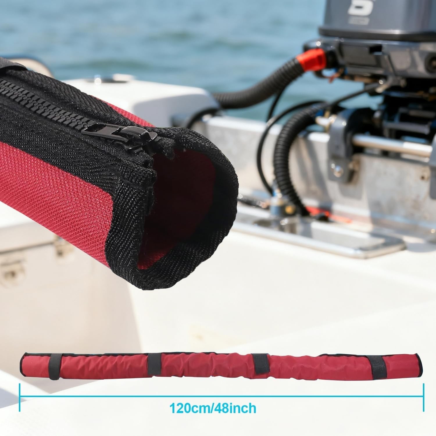 48Inch Trolling Motor Cable Sleeve – Weatherproof Red