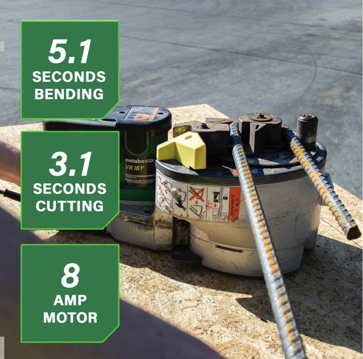 Metabo HPT Portable Rebar Bender and Cutter, 8-Amp Motor, Grade 60 rebar VB16Y