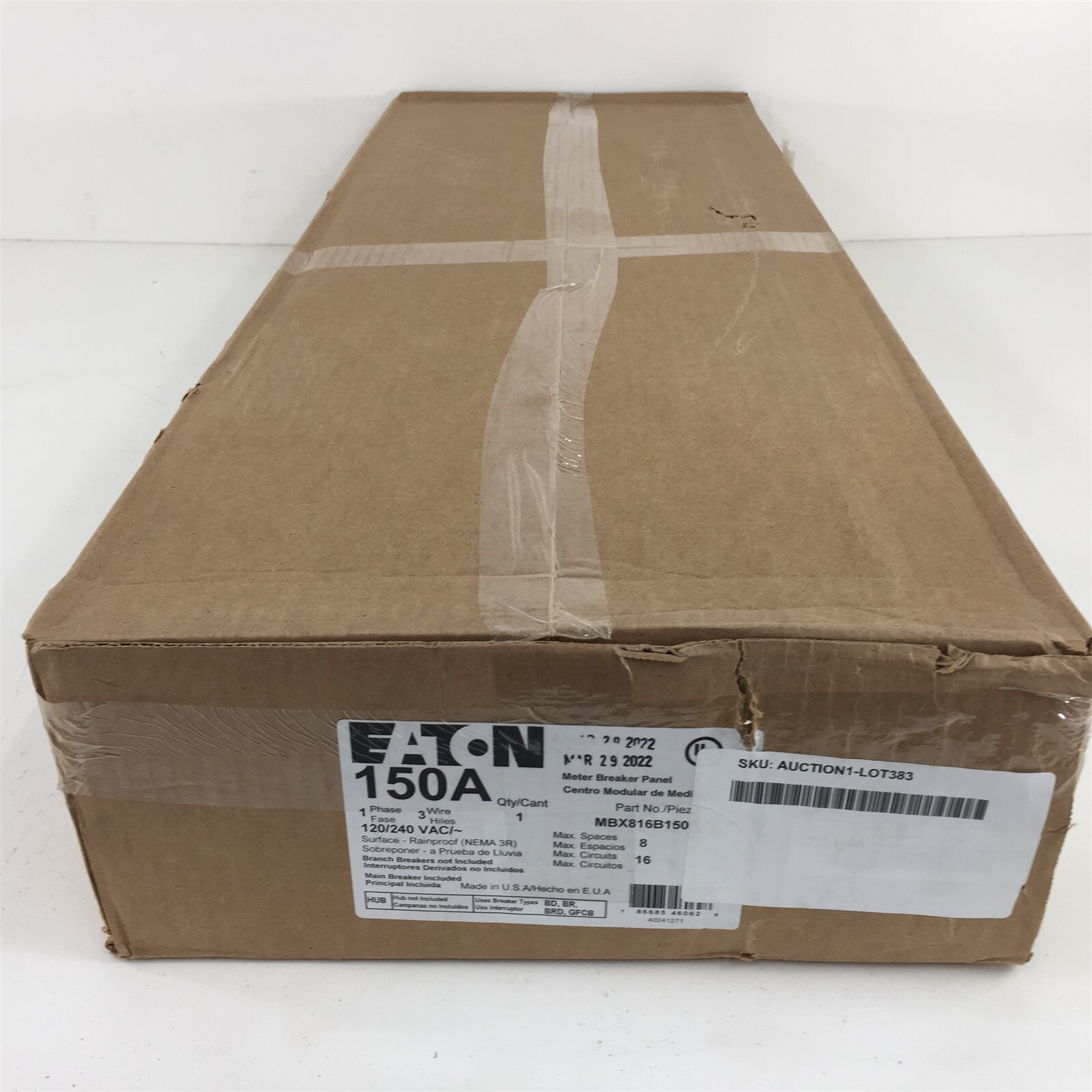 Eaton 150A Meter Breaker Panel MBX816B150BTS NEMA 3R 1PH 3W Bypass Main Breaker