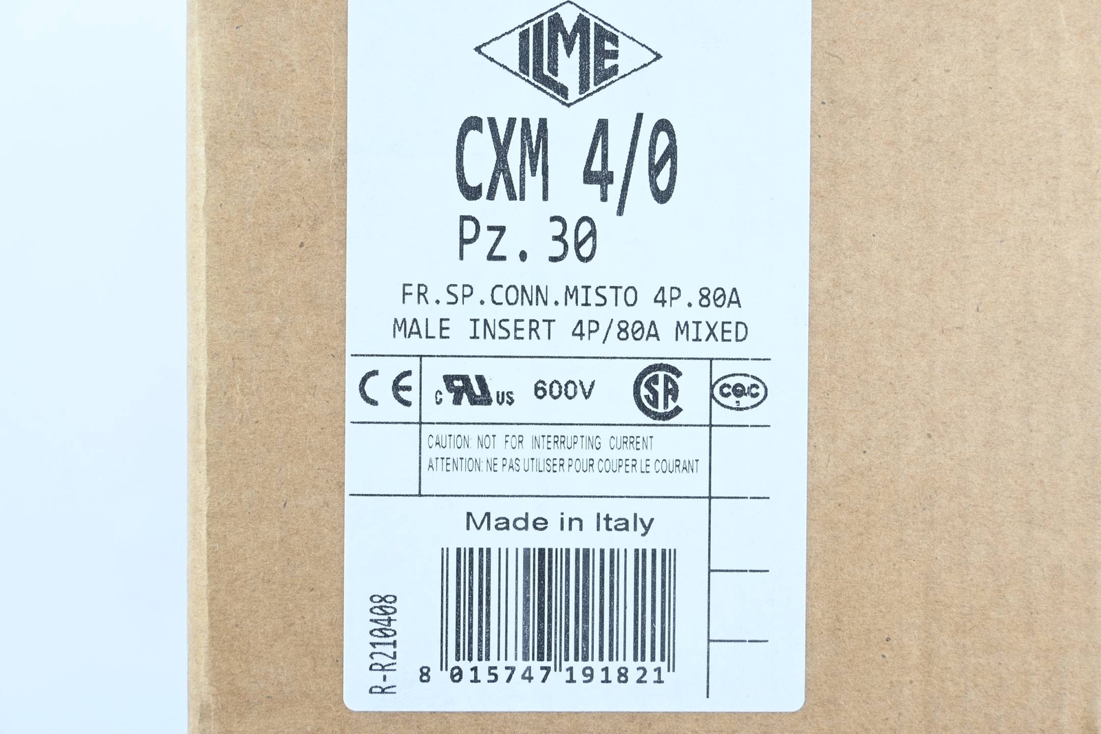 Ilme 30 piece pin insert screw connection 80A 600V (CXM 4/0)