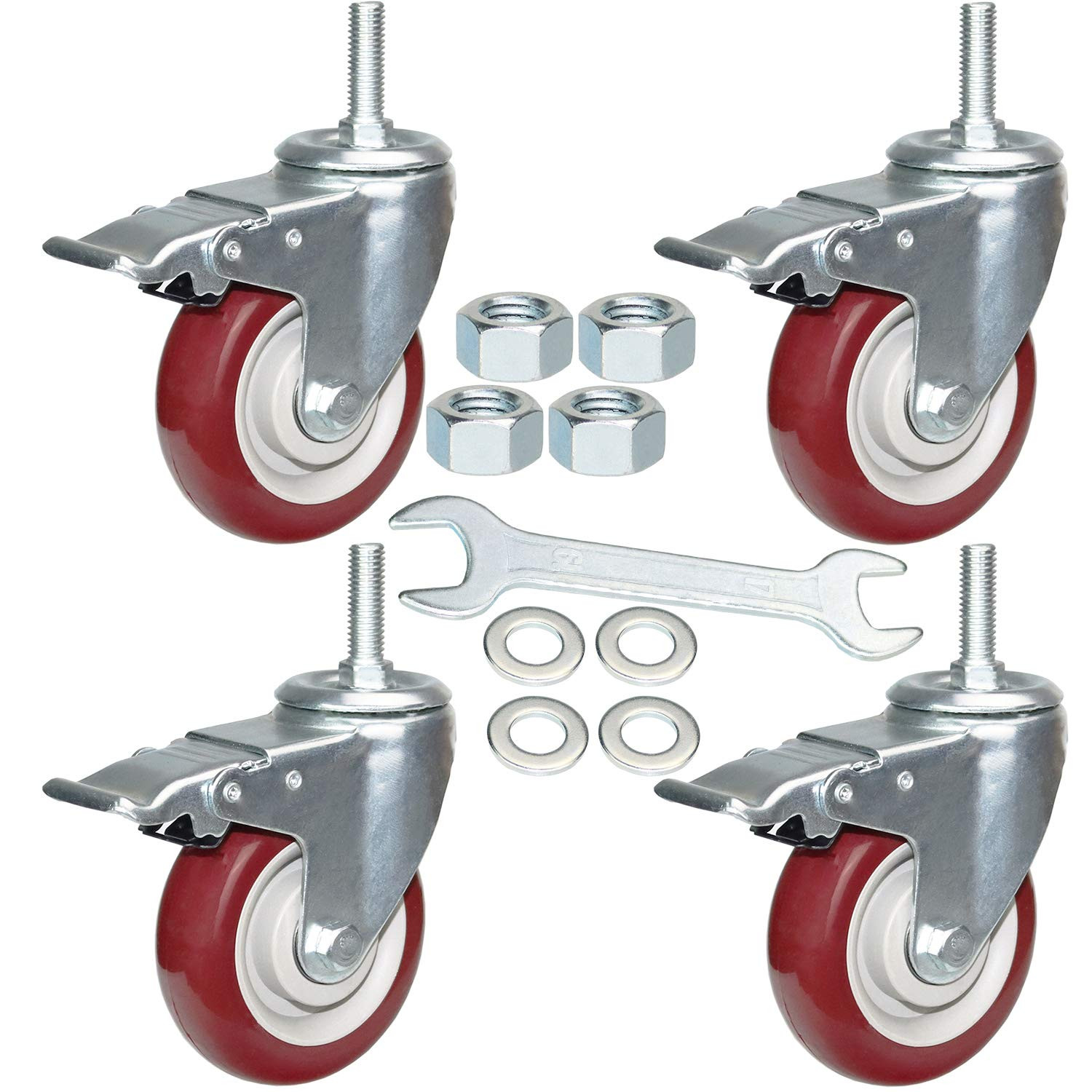 4 Inch Swivel Stem Casters Heavy Duty American Size UNC 1/2″-13X1-1/2 Stem Threa