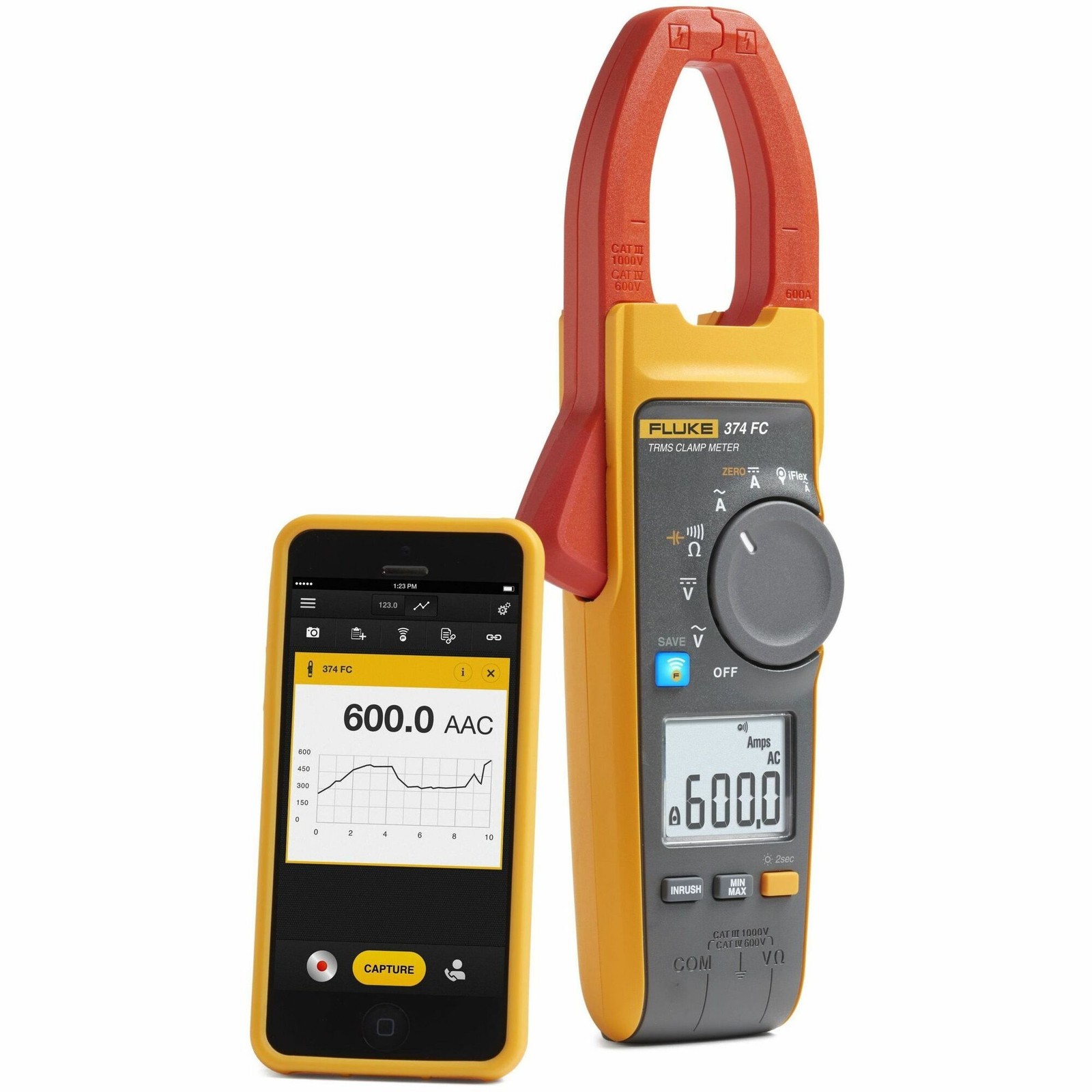 Fluke Networks 374 FC True-RMS AC/DC Clamp Meter (4696001)