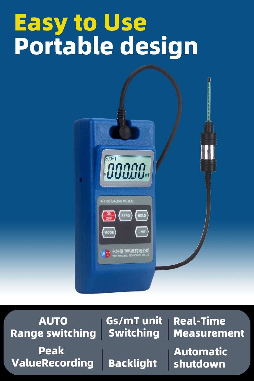 Gauss Meter Handheld Tesla MeterPermanent Magnet Teslameter 1curacy