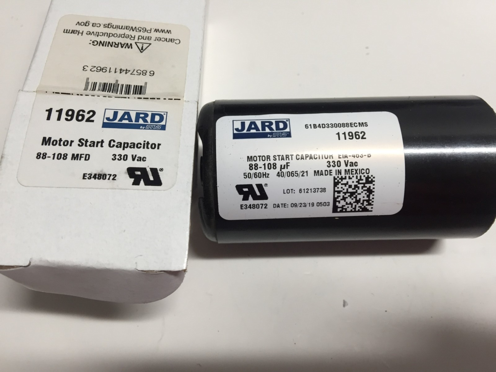 NEW Motor Start Capacitor 88-108 MFD 330 VAC Mars2 Jard 11962