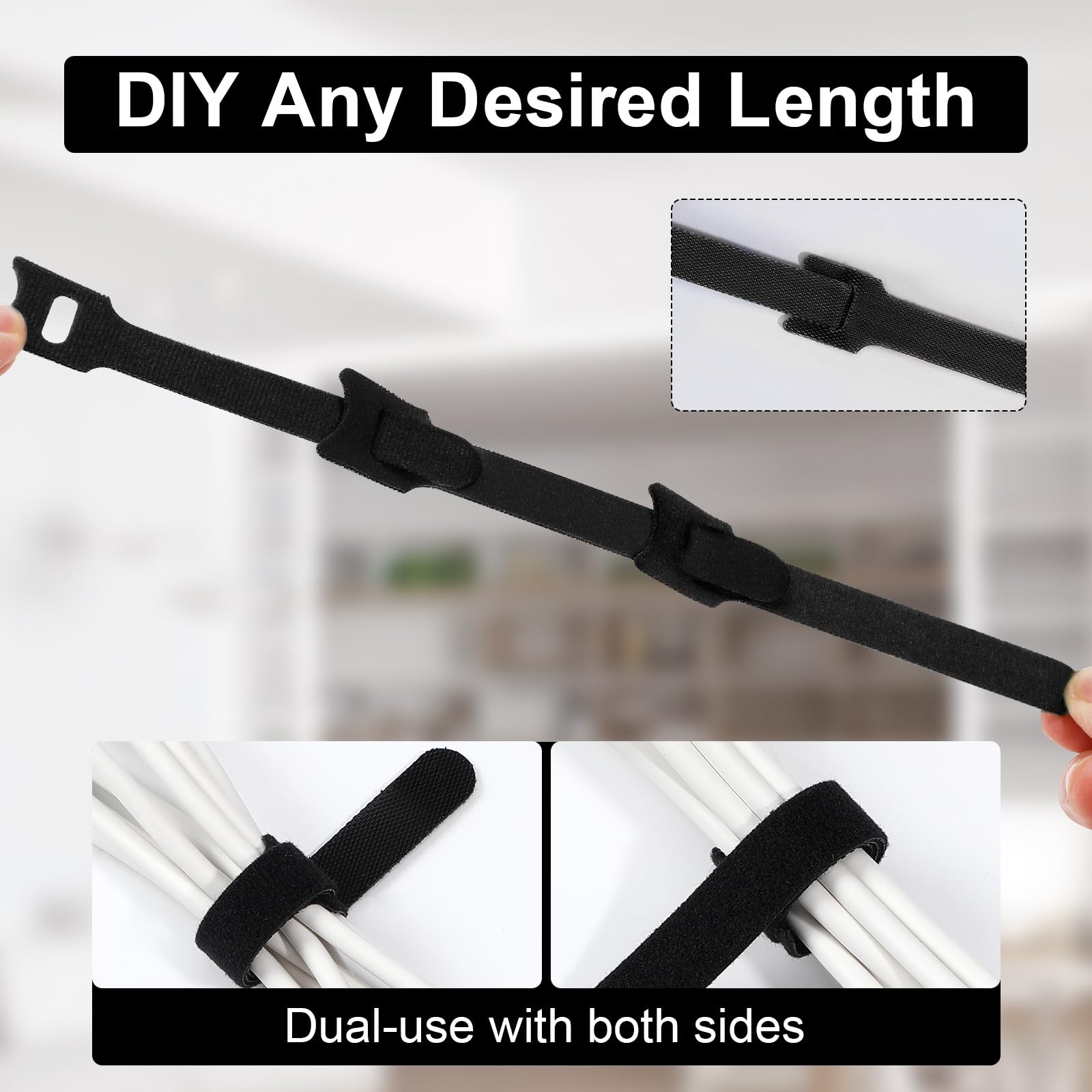 Bridas para cables para organización de cables, fijación ajustable, multiusos.