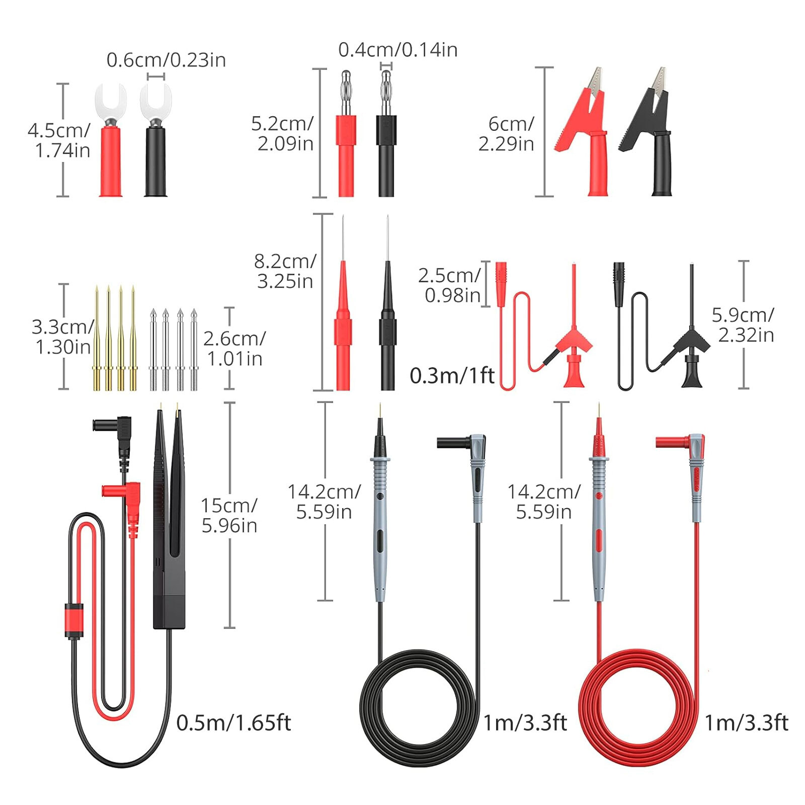 21pcs Multimeter Test Lead Kit Alligator Clip Back Prob Wire Tool for Automotive