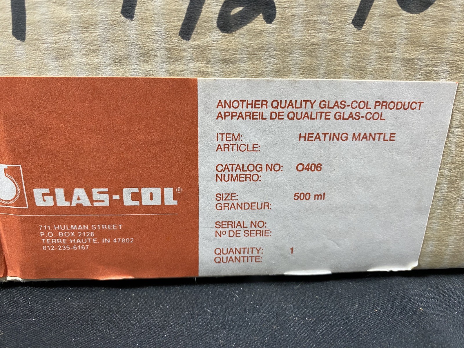 GLAS-COL 500mL 115W 270W Fiberglass Fabric Laboratory Heating Mantle 100B O406