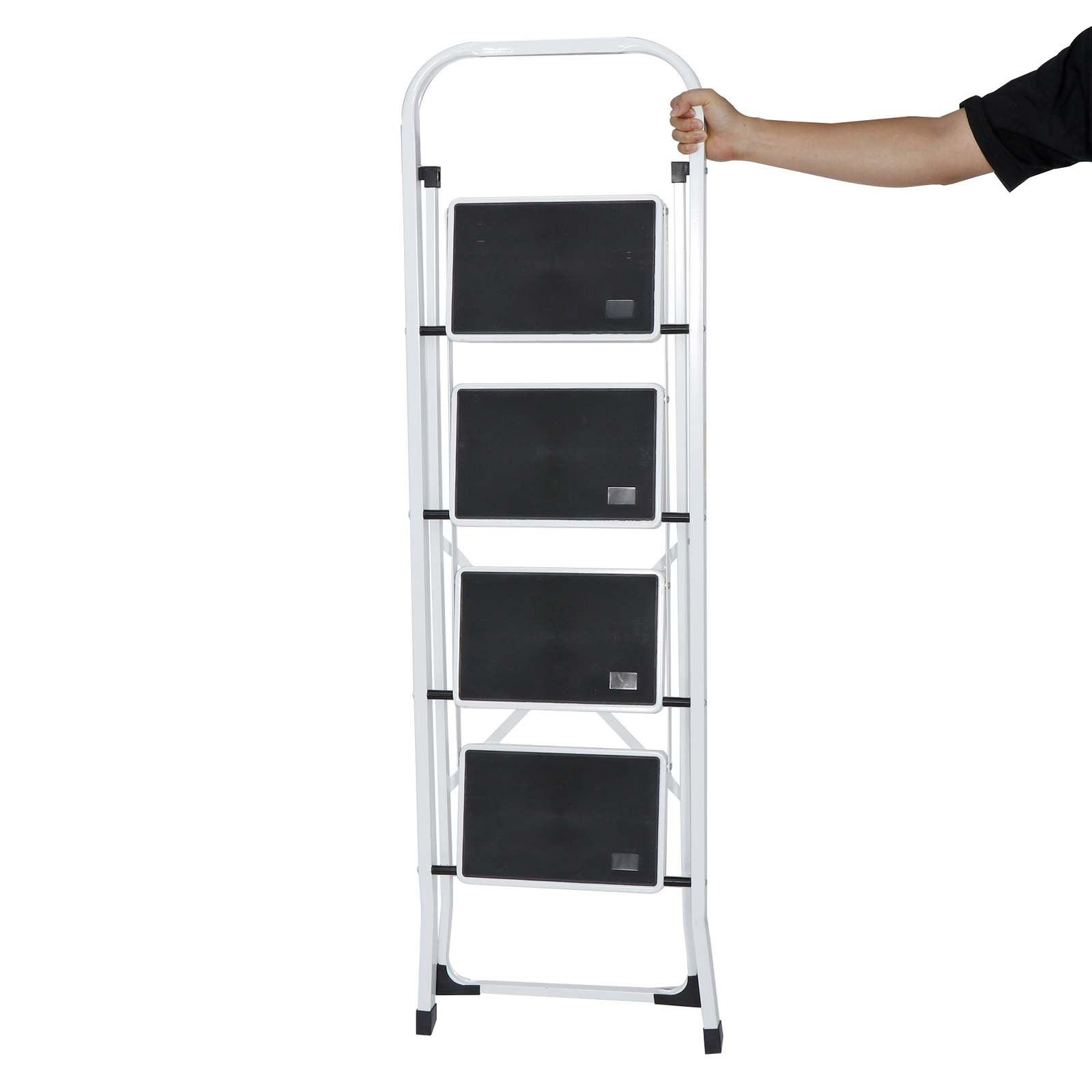 Steel Folding 4 Step Ladder Handgrip Anti-Slip Sturdy Stool Wide Pedal 330lbs