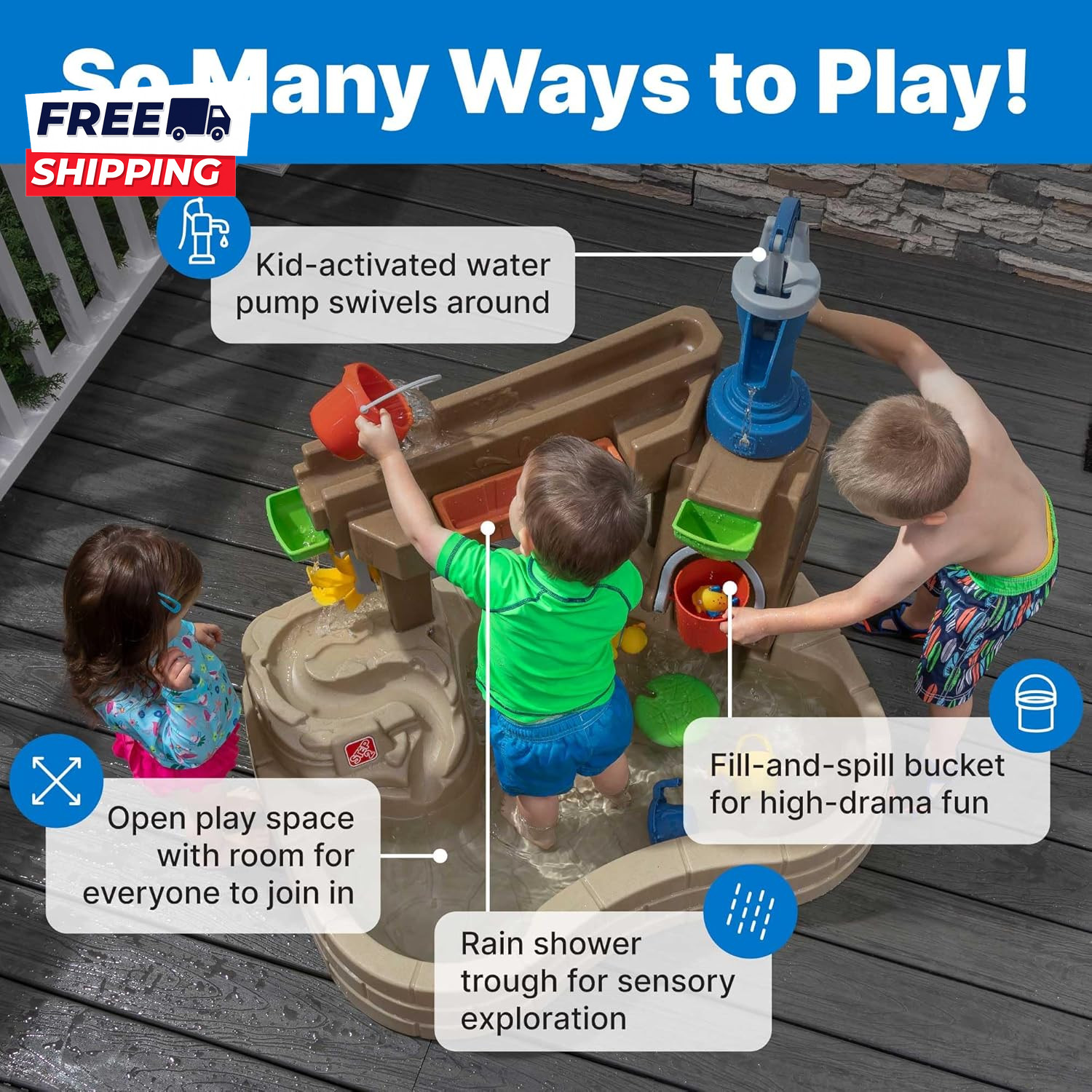 Step 2 Pump & Splash Discovery Pond Water Table Kids Water Sensory Activity Pool