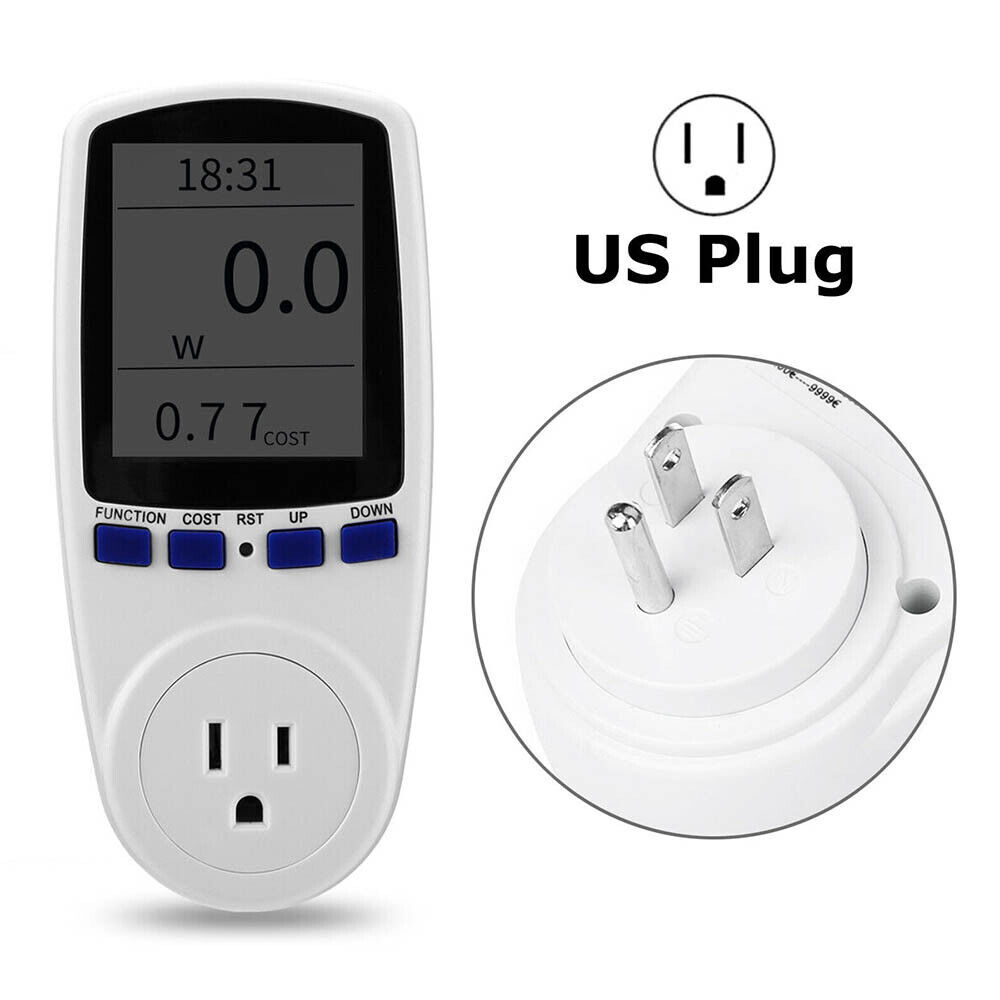 LCD Digital Outlet Power Meter Energy Monitor Volt Watt Electricity Usage Tester
