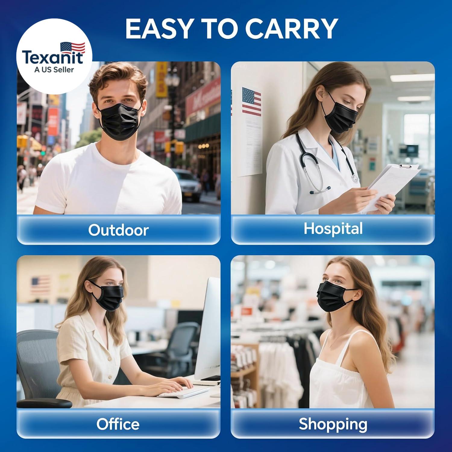 ASTM Level 3 Highly Protective Disposable 3 Ply Face Masks with Individual Packa