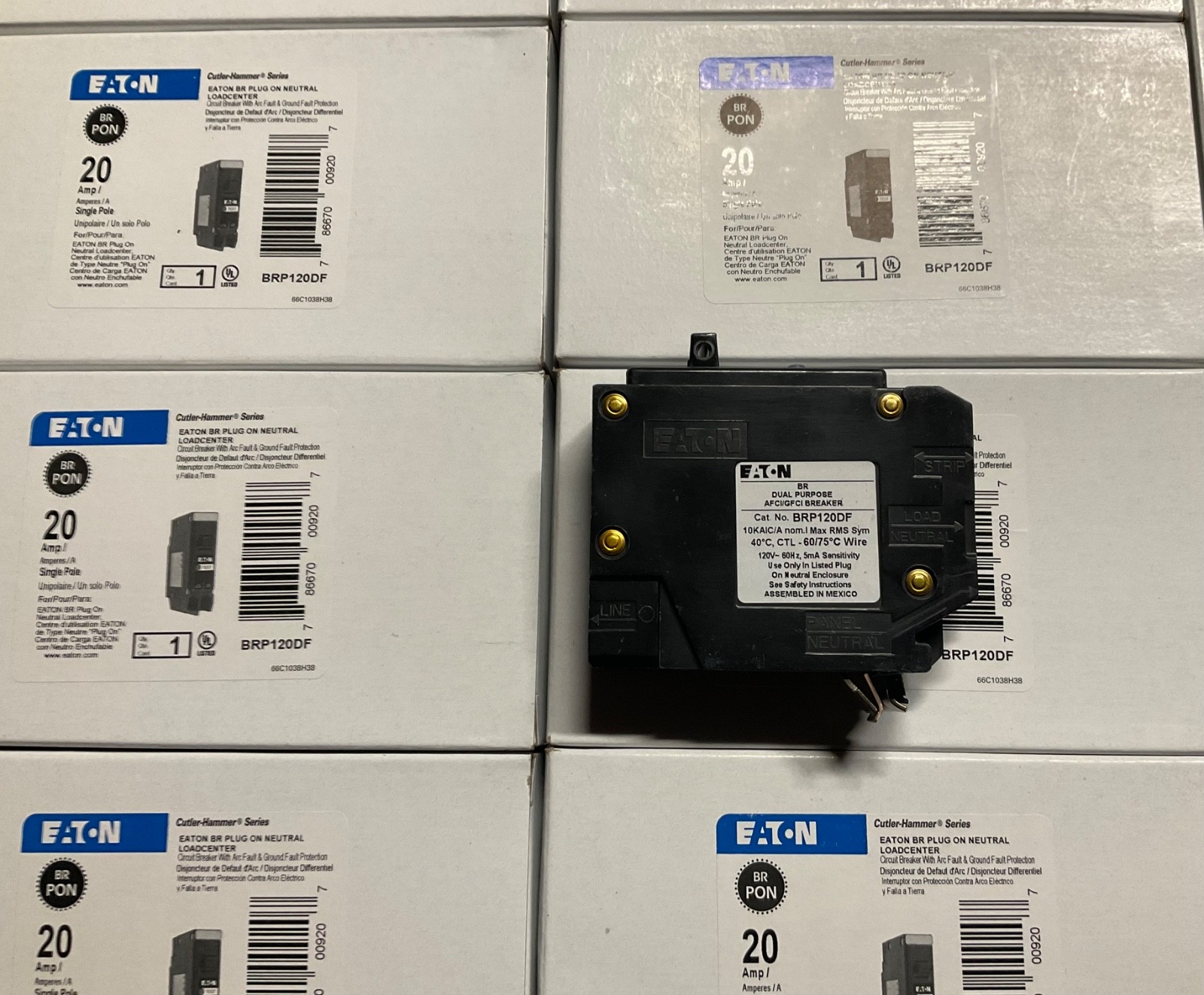 10PCS CUTLER HAMMER EATON BRP120DF 20A AFCI/GFCI PLUG ON NEUTRAL NEW IN BOX