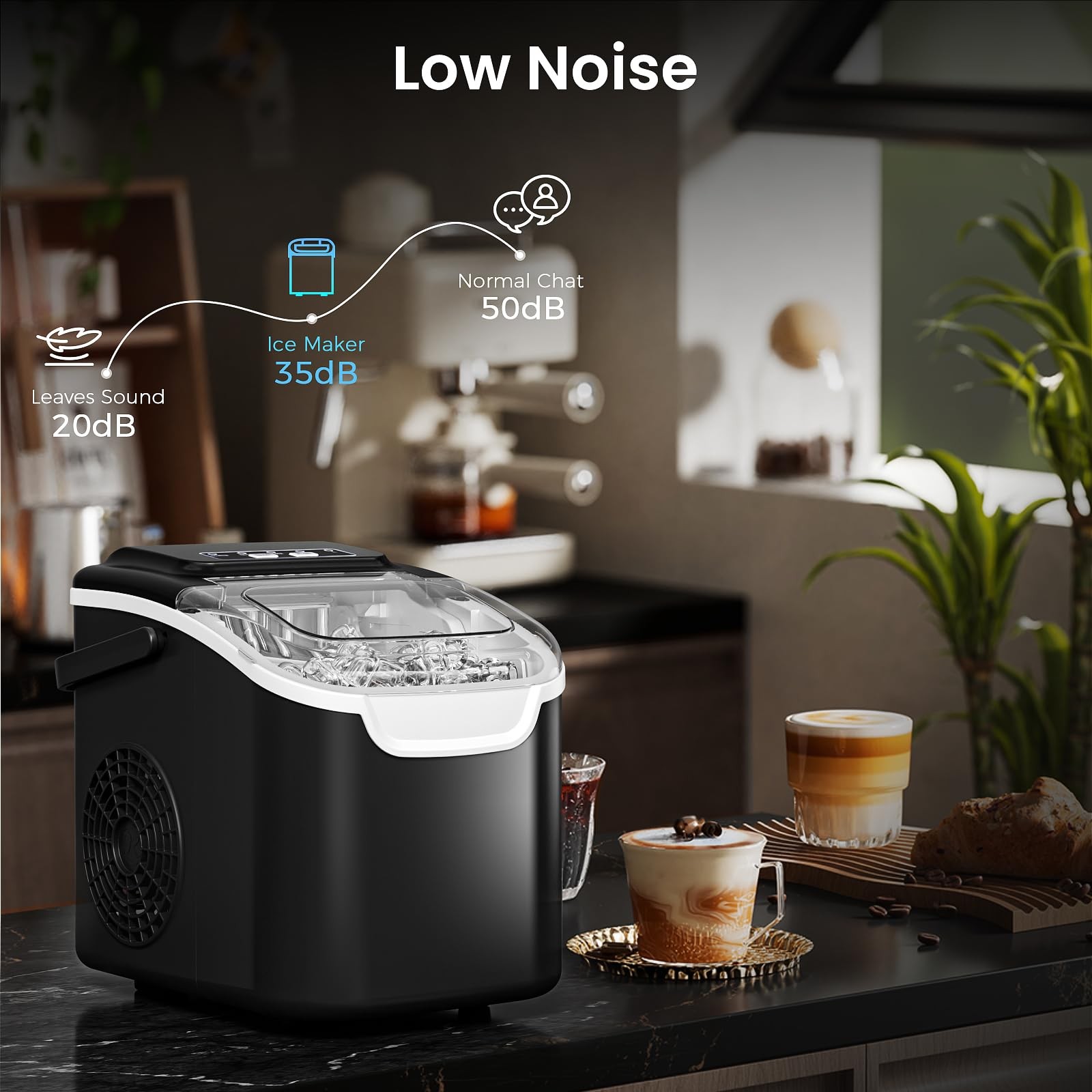Countertop Ice Maker, 8 Cubes in 6 Mins, 26.5lbs/Day, Self-Cleaning – Perfect
