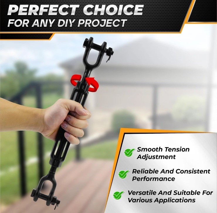 5/8×15″ Heavy Duty Jaw and Jaw Turnbuckle 3500 lbs ALL Weather Resistant