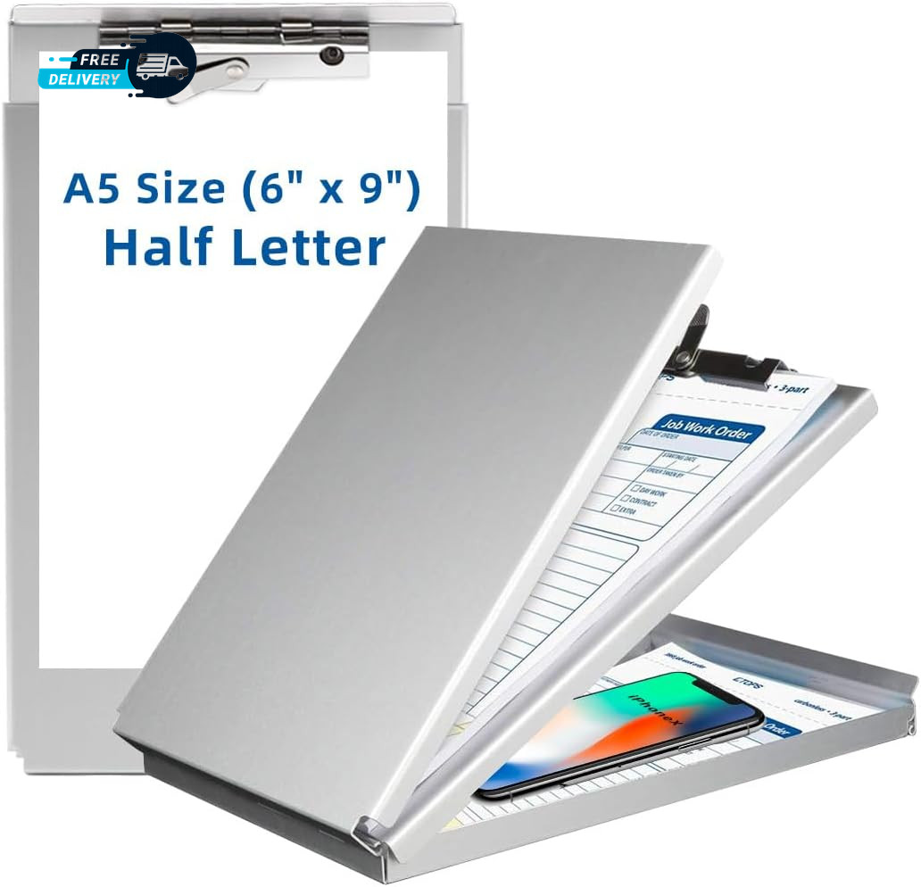 Aluminum Clipboard with Storage(Memo Size) Recycled Metal Form Holder