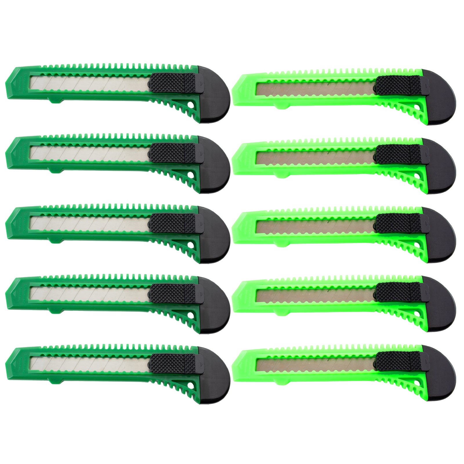 10 Box Cutter Utility Knife Retractable Snap off Razor Blade DARK GREEN NEON
