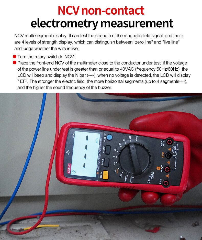 UNI-T 2000V TRUE RMS Multimeter AC DC Voltmeter Cap VFC NCV LIVE Tester UT892