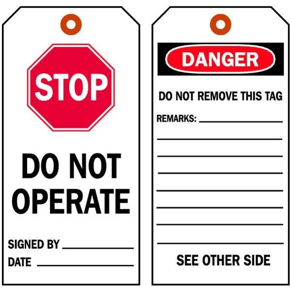 Brady 86702 Danger Tag, 7 X 4 In, Bk And R/Wht, Pk100
