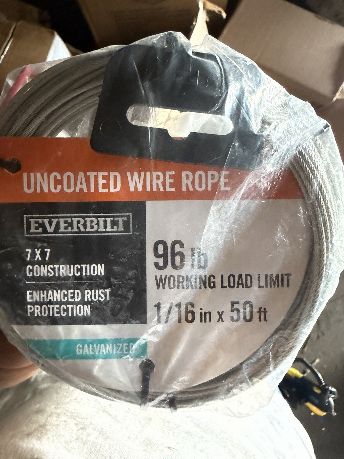 10 Packs Lot :Everbilt 1/16 In. X 50 Ft. Galvanized Vinyl Coated Steel Wire Rope