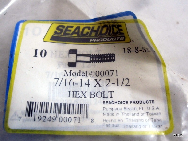Seachoice 7/16-14 x 2 1/2 Hex Cap Screw SS 10/ Sc0124 00071
