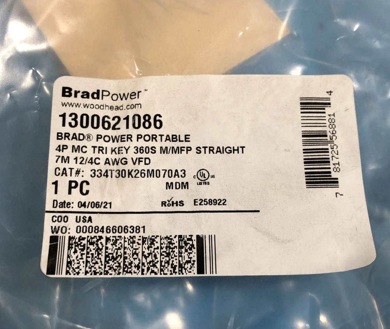 Brad Power Molex 1300621086 Double-Ended Cordset FNFP