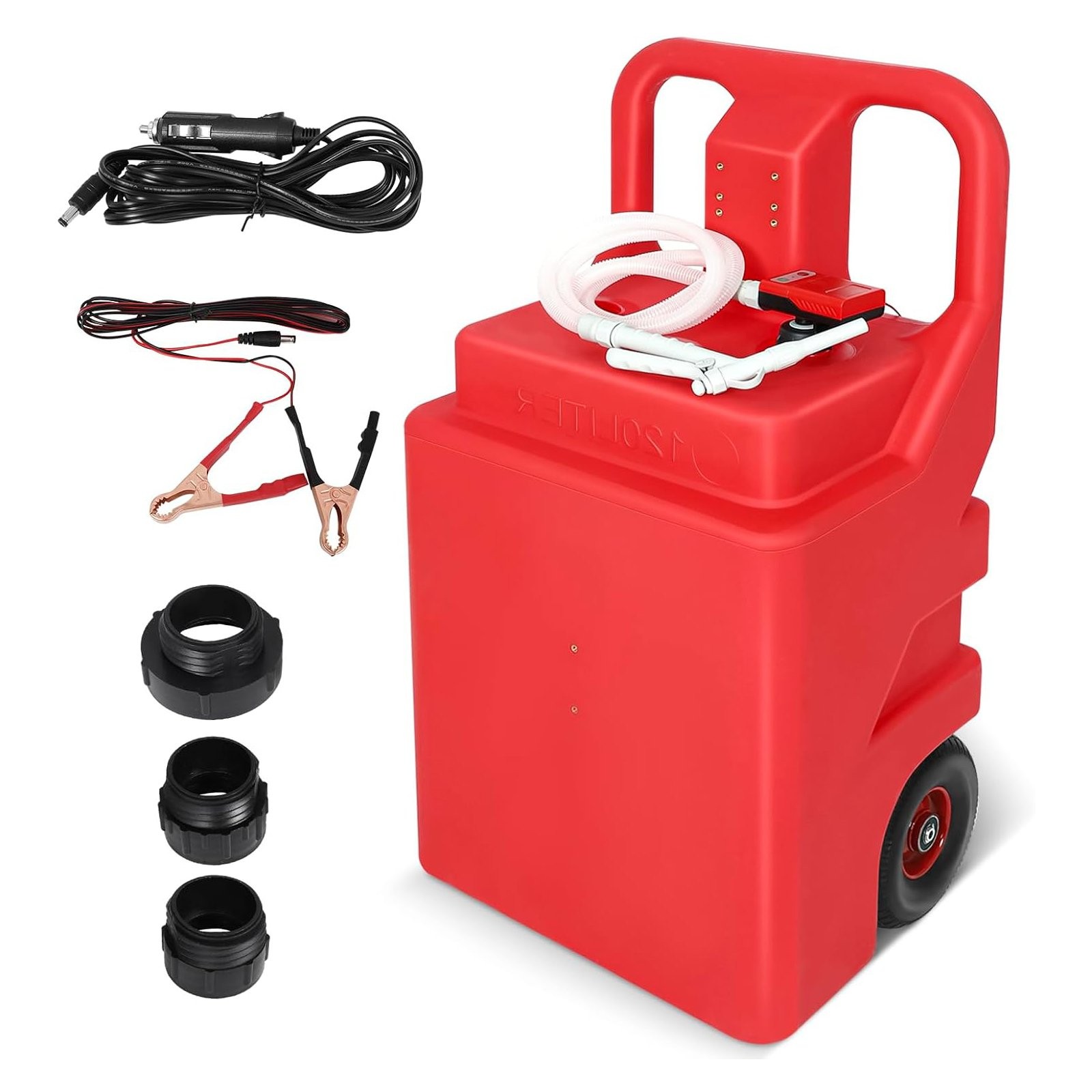 32 Gallon Portable Fuel Tank Caddy w/ Automatic Transfer Pump On-Wheel 3.2GPM Re