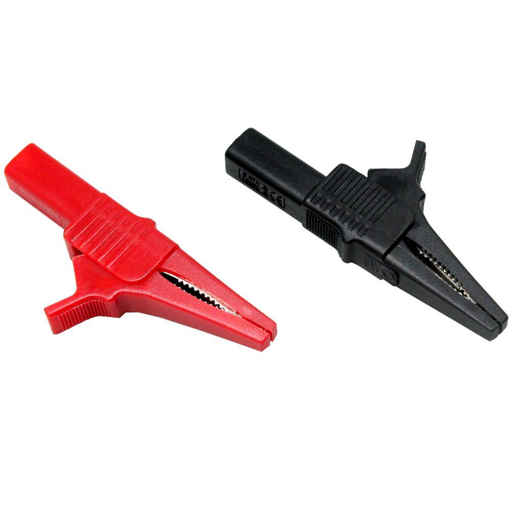 one Black/Red large crocodile clips Safety Sliver plated alligator clip 27262