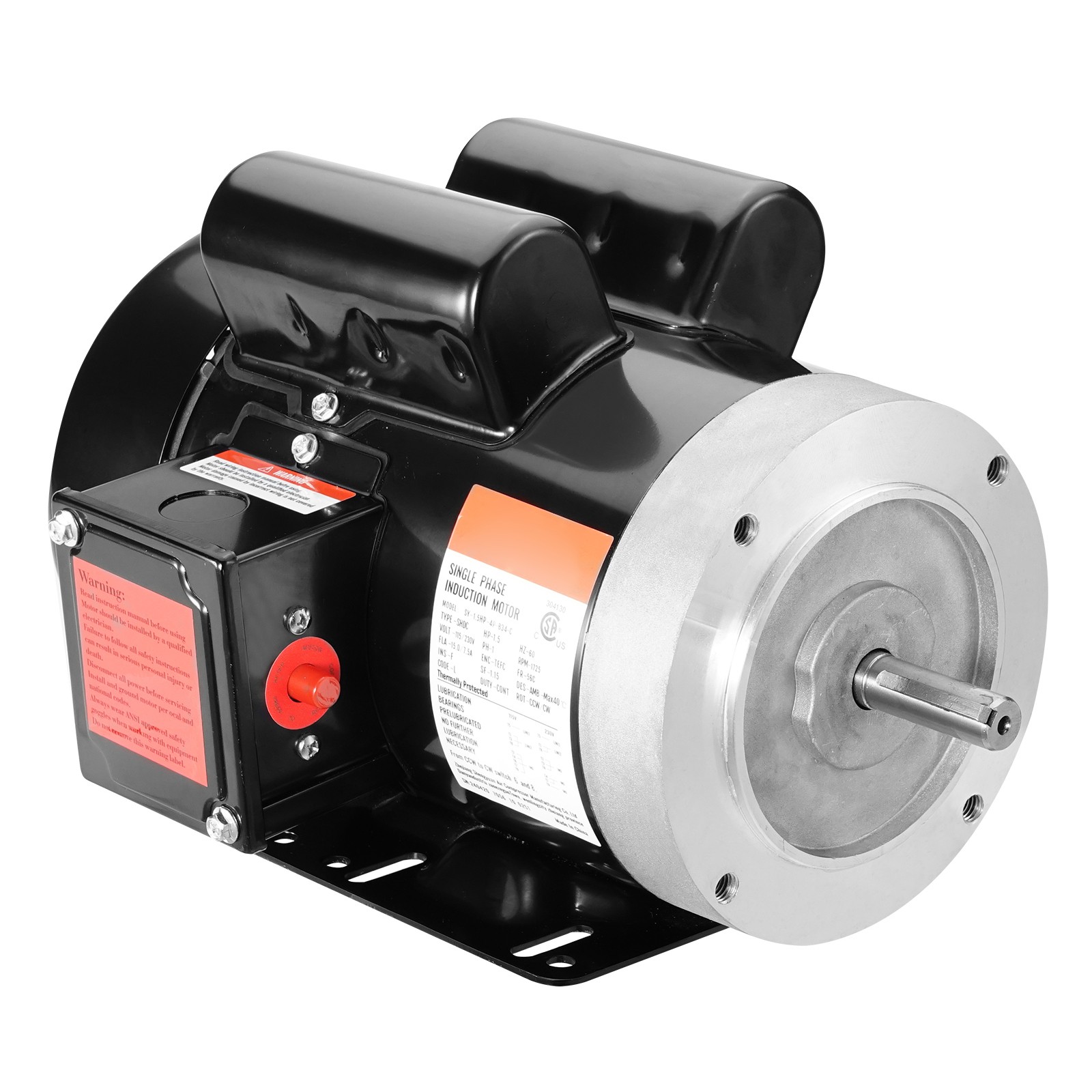 Uimoso 1.5HP Electric Motor 1725RPM AC115/230V 56C Frame Single-Phase 5/8″ Shaft