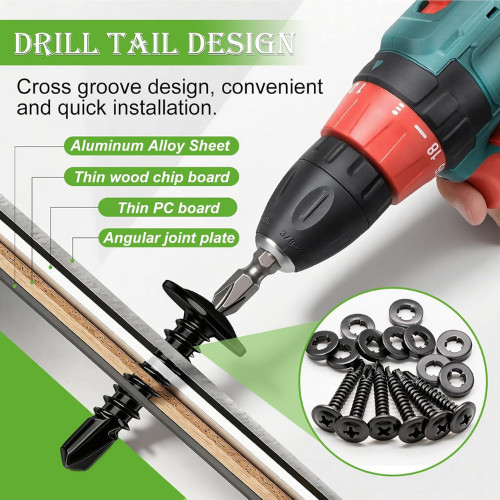 230PCS #8 Self Tapping Screws,410 Stainless Steel Self Tapping Screws for Metal,