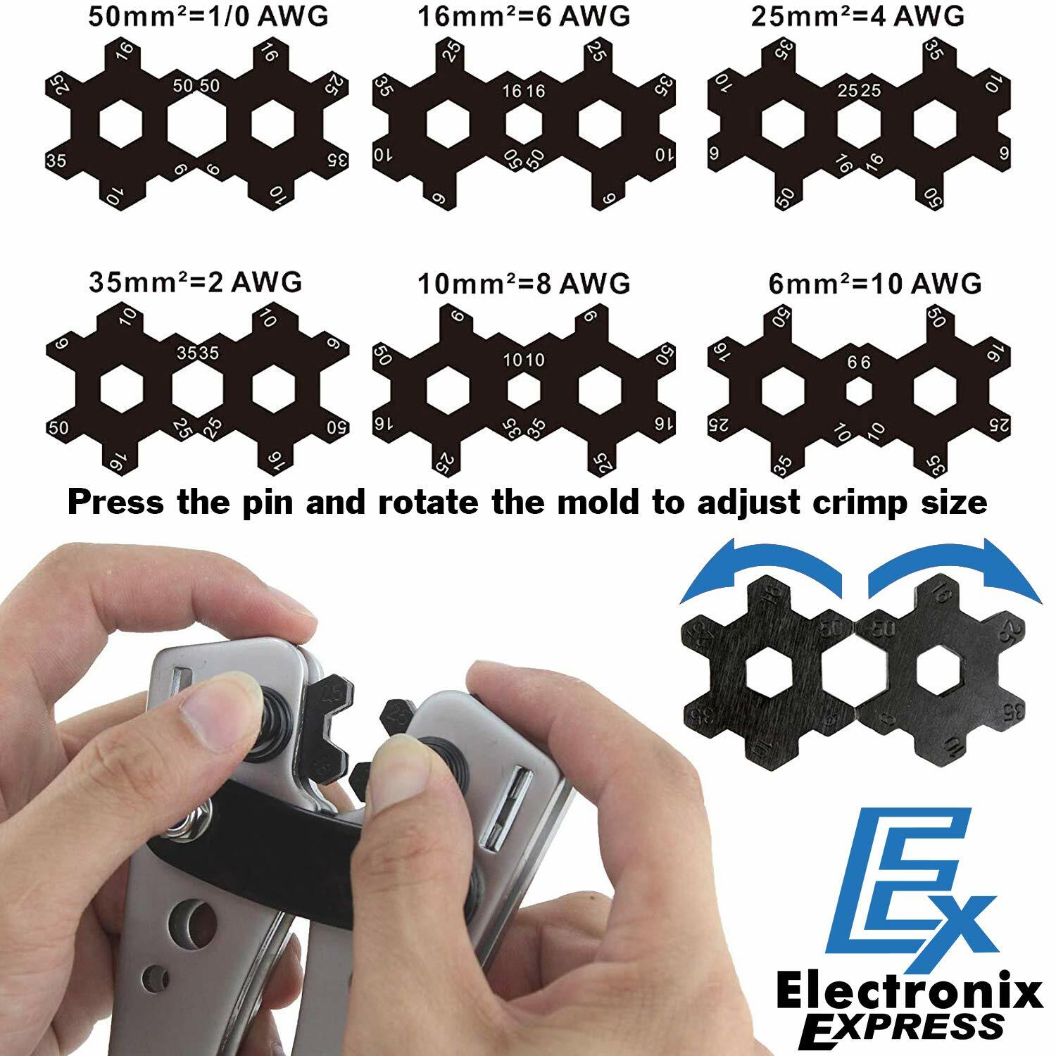 Wire Crimper and Cable Cutter for 0, 1, 2, 4, 6, 8, 10 AWG – Cable Lug Crimping