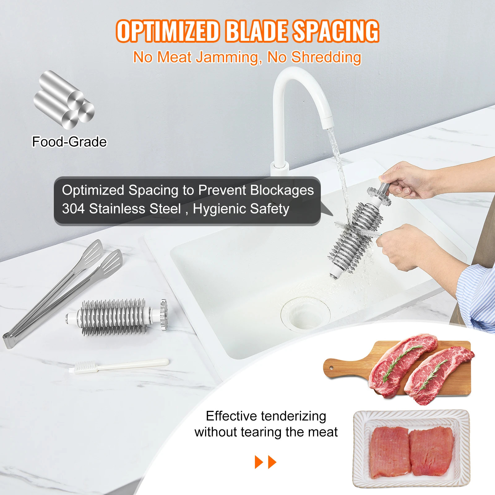 17″ Electric Meat Tenderizer Machine 54 Blades 450W Commercial Meat Cuber