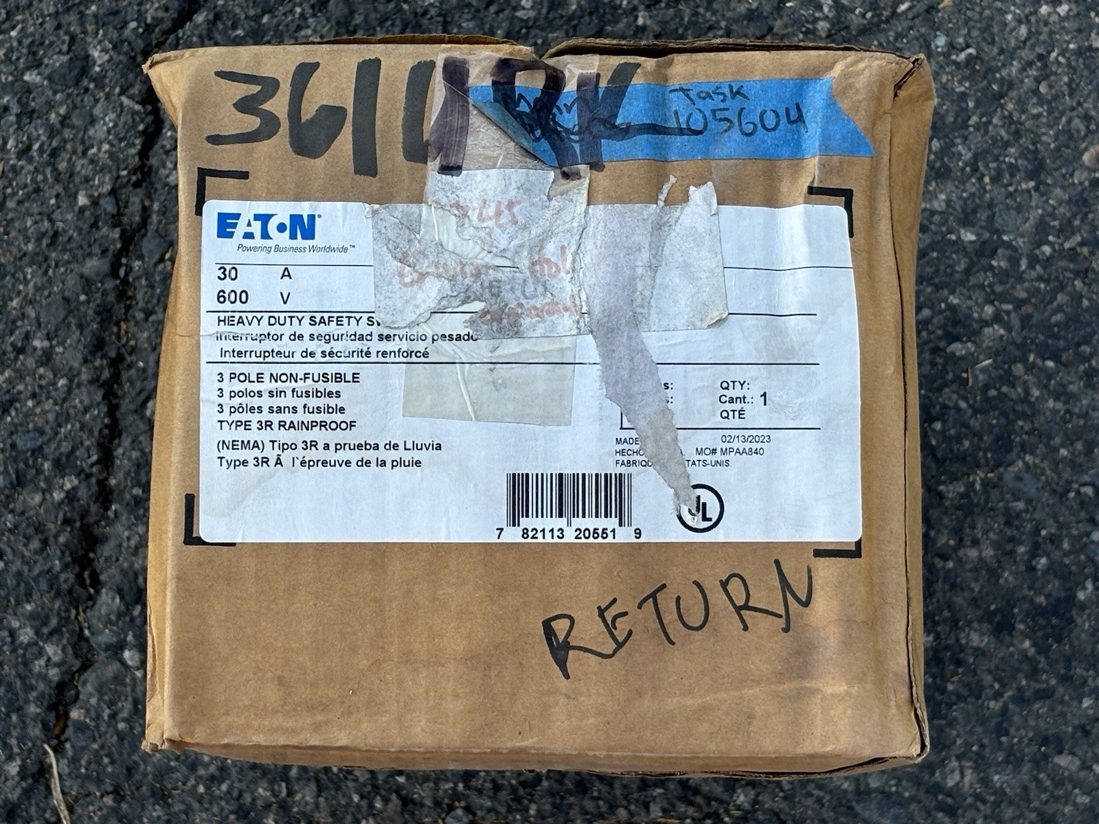 EATON DH361URK Non Fusible Heavy Duty Safety Switch 30 Amp