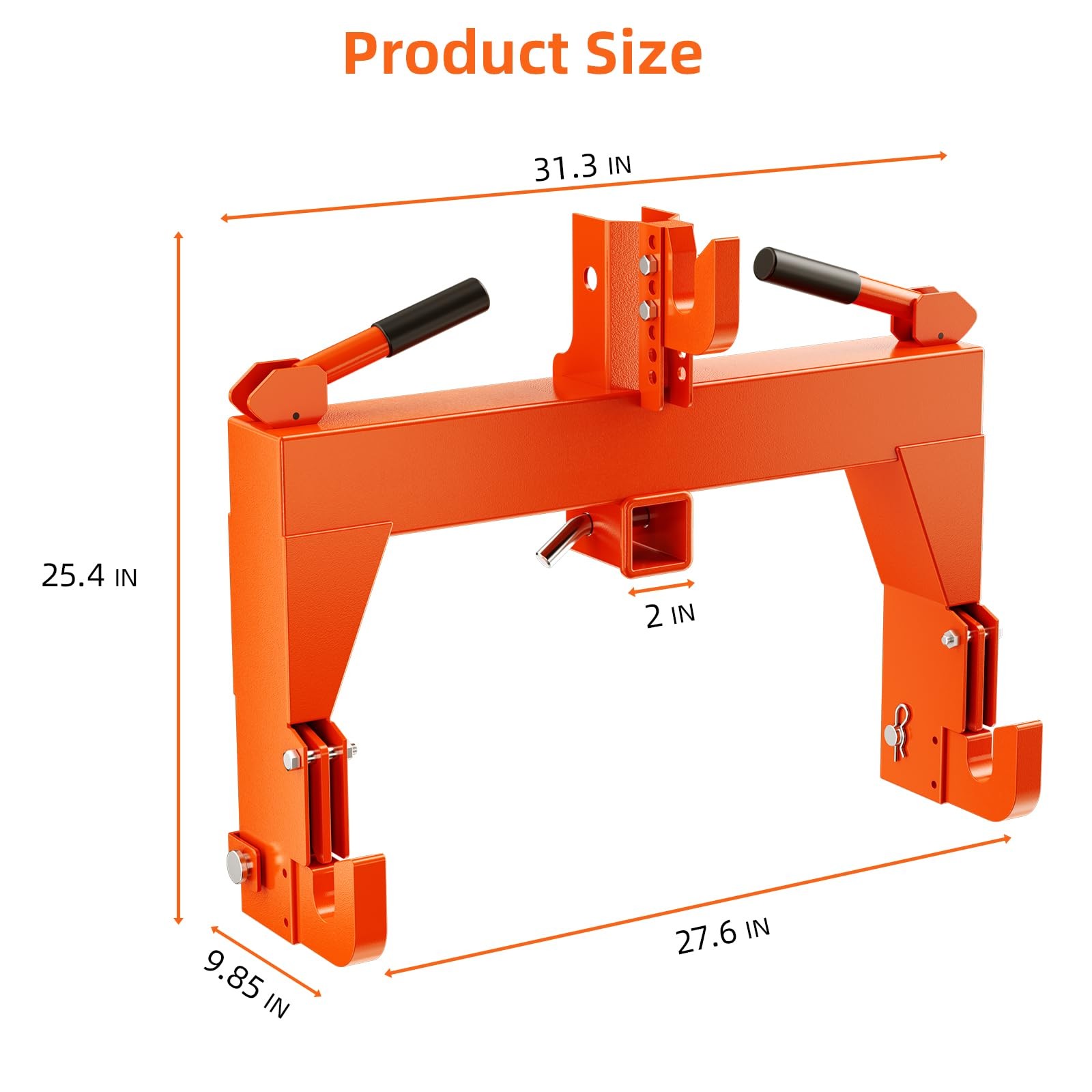 3000 LBS Lifting 3-Point Quick Hitch with 2″ Trailer Receiver FOR CAT 1 Tractor
