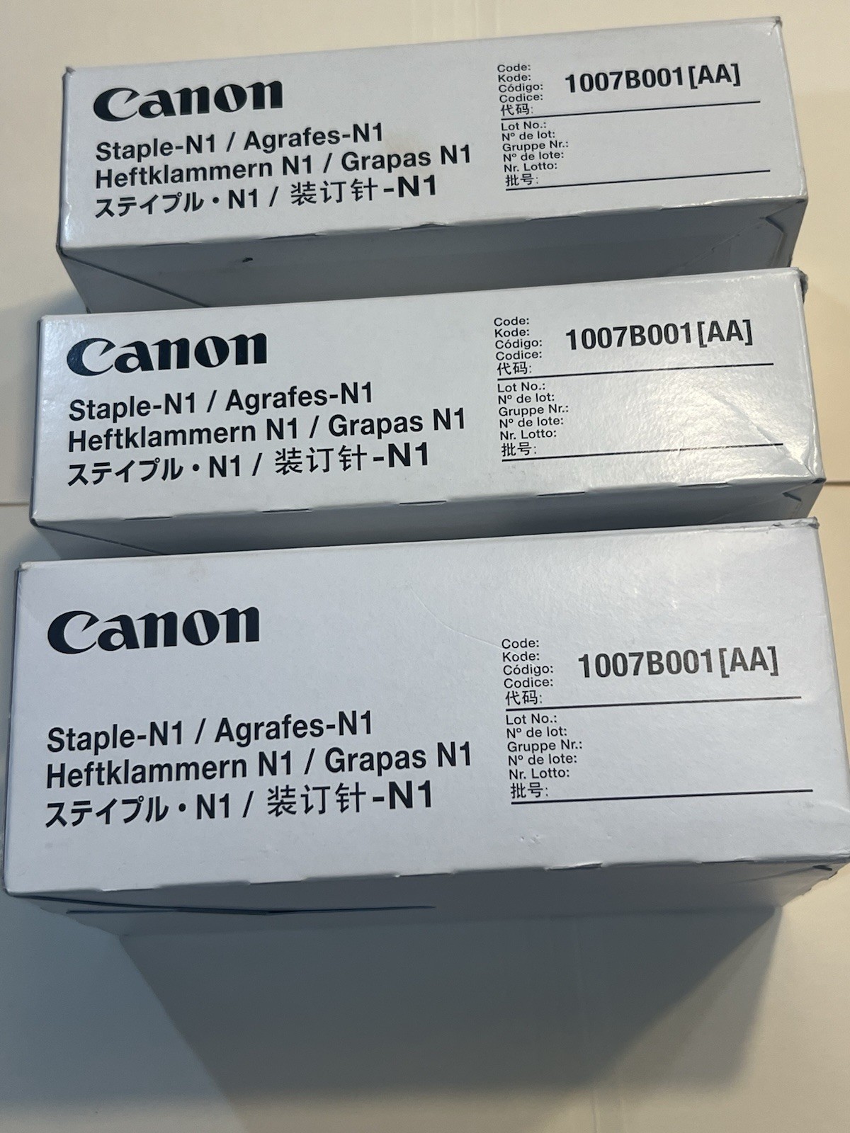 (2) Boxes Of 3 Cartridges Plus 1 Canon N1 Staples Genuine OEM 1201C 1007B001AA